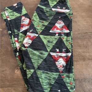 Geometric Christmas Patterned Leggings- Santa/ Christmas Trees